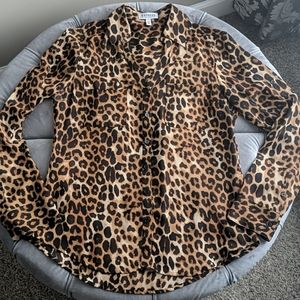 Express leopard print collared blouse